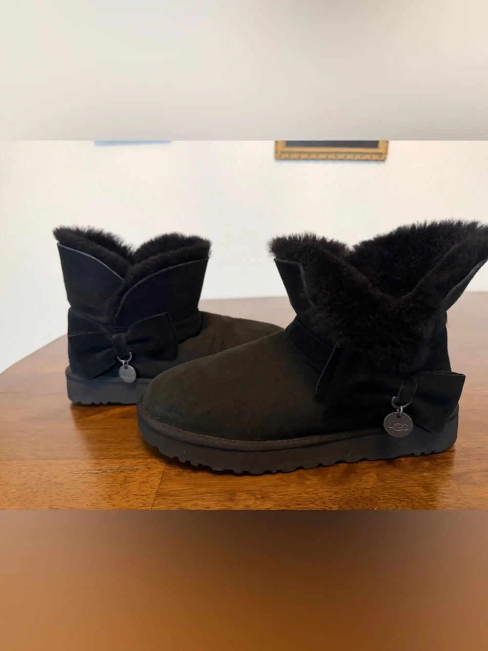 UGG Black Classic Suede Mini Bow Boots